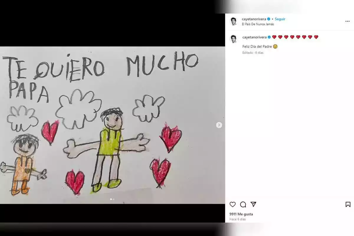 Post de Cayetano Rivera del dibujo de su hijo por el Día del Padre Post de Cayetano Rivera del dibujo de su hijo por el Día del Padre