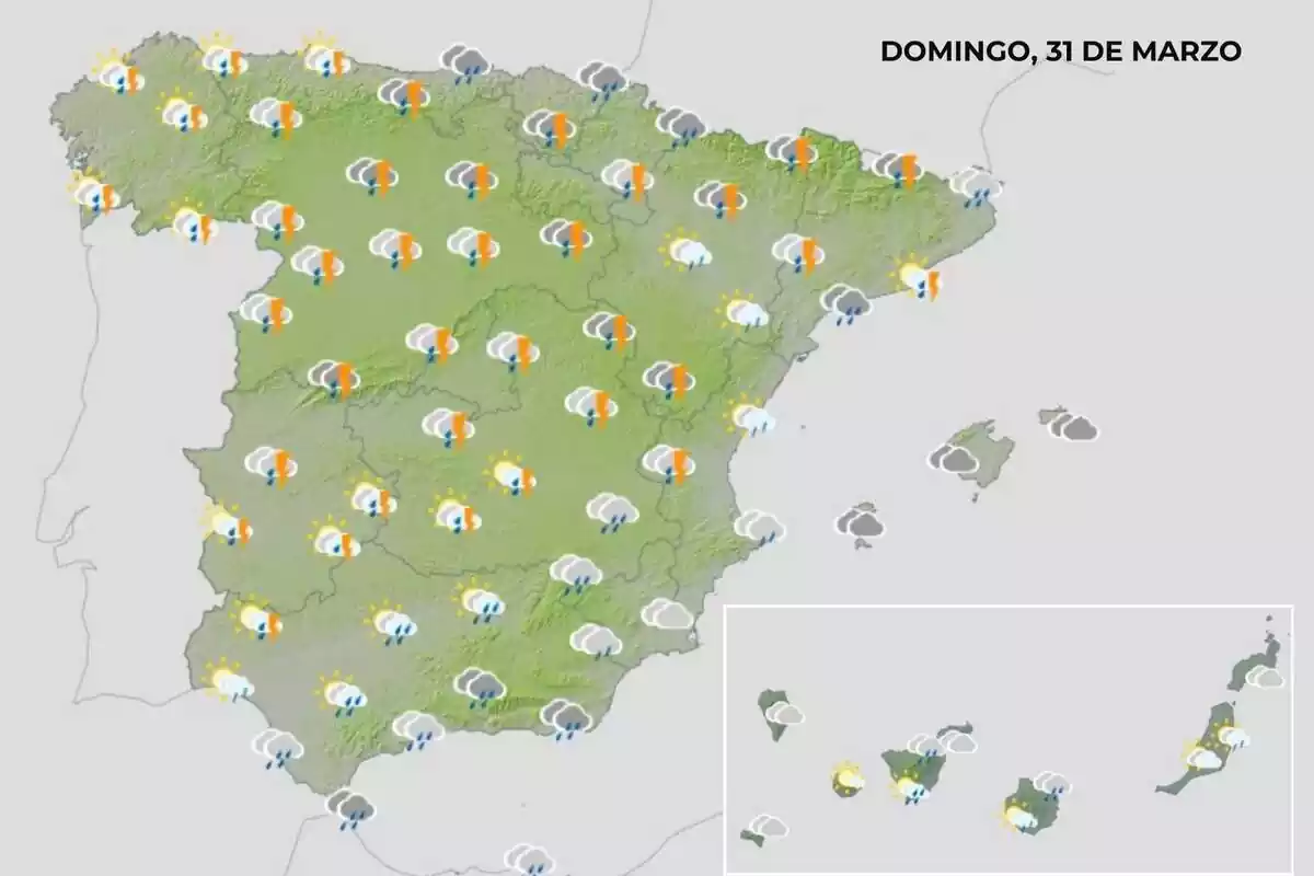 Mapa del tiempo del 31 de marzo Mapa del tiempo del 31 de marzo
