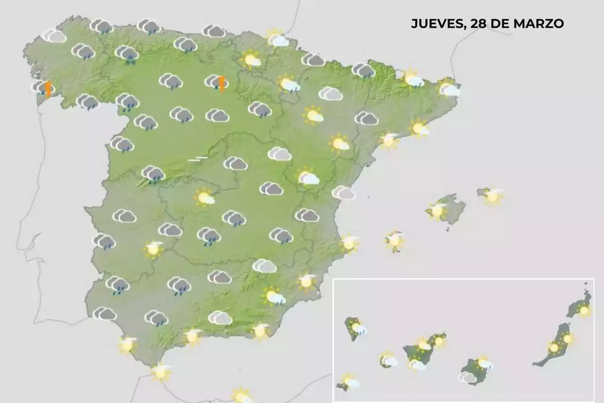 Mapa del tiempo del 28 de marzo Mapa del tiempo del 28 de marzo