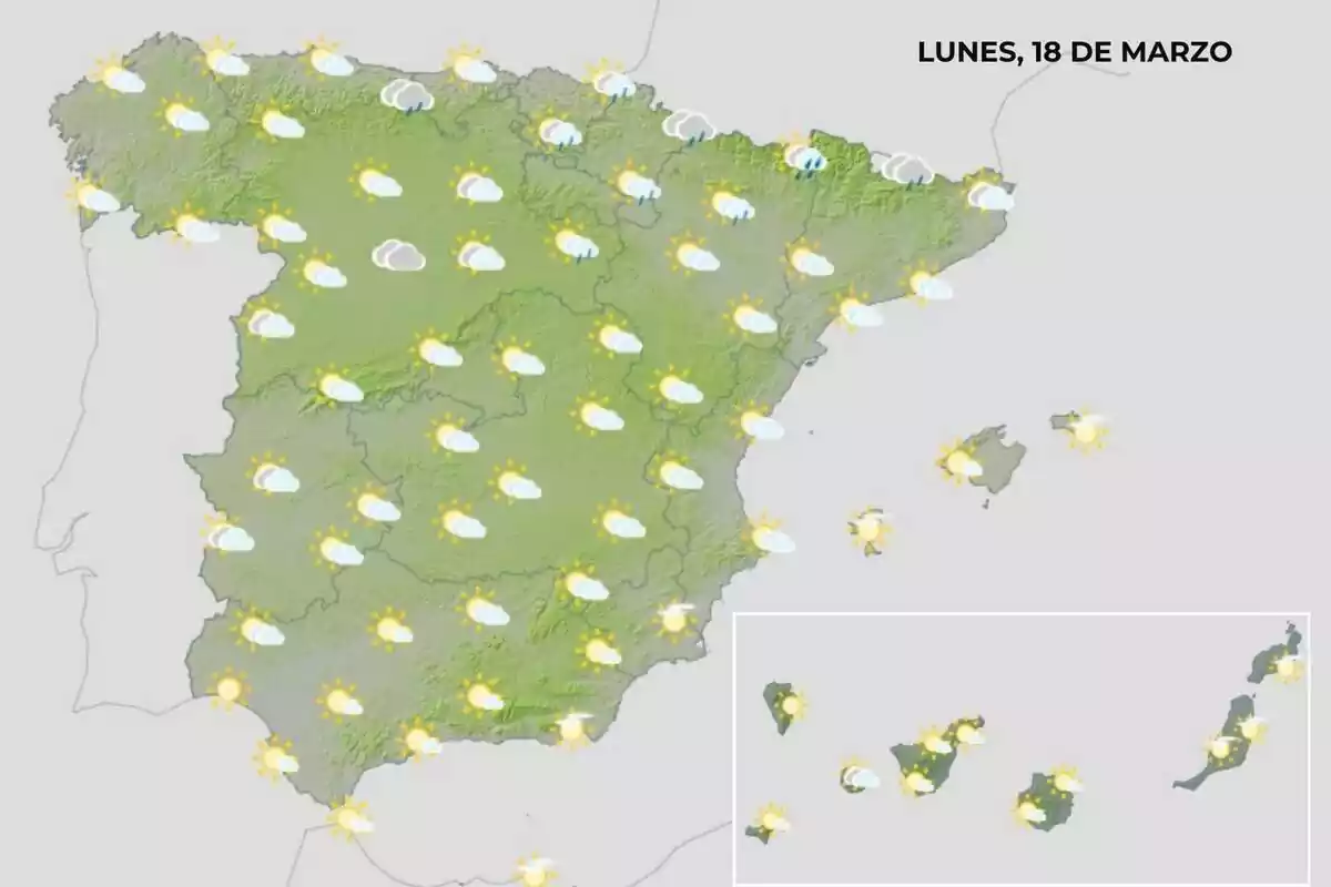 Mapa del tiempo en España el 18 de marzo Mapa del tiempo en España el 18 de marzo