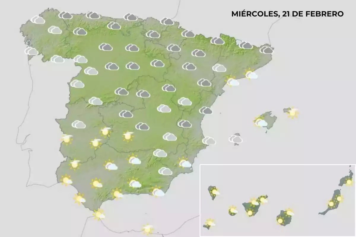 Mapa del tiempo en España el 21 de febrero Mapa del tiempo en España el 21 de febrero