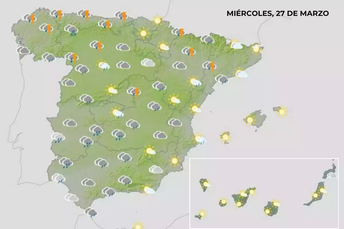 Mapa del tiempo del 27 de marzo Mapa del tiempo del 27 de marzo