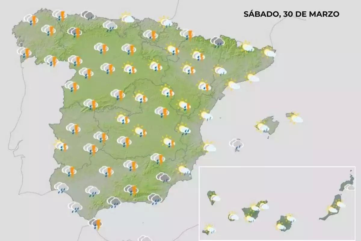 Mapa del tiempo del 30 de marzo Mapa del tiempo del 30 de marzo
