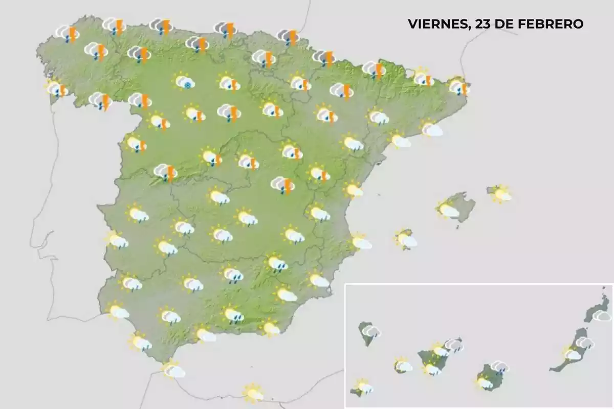 Mapa del tiempo en España el 23 de febrero Mapa del tiempo en España el 23 de febrero