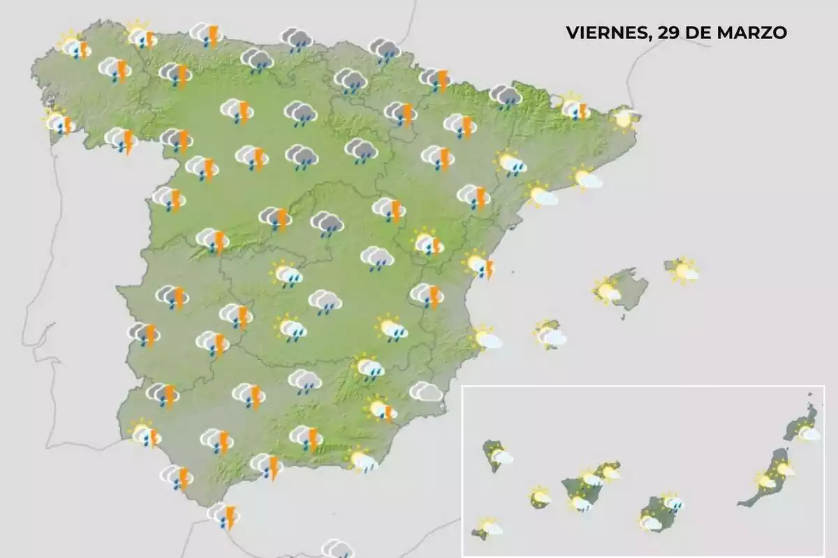 Mapa del tiempo del 29 de marzo Mapa del tiempo del 29 de marzo