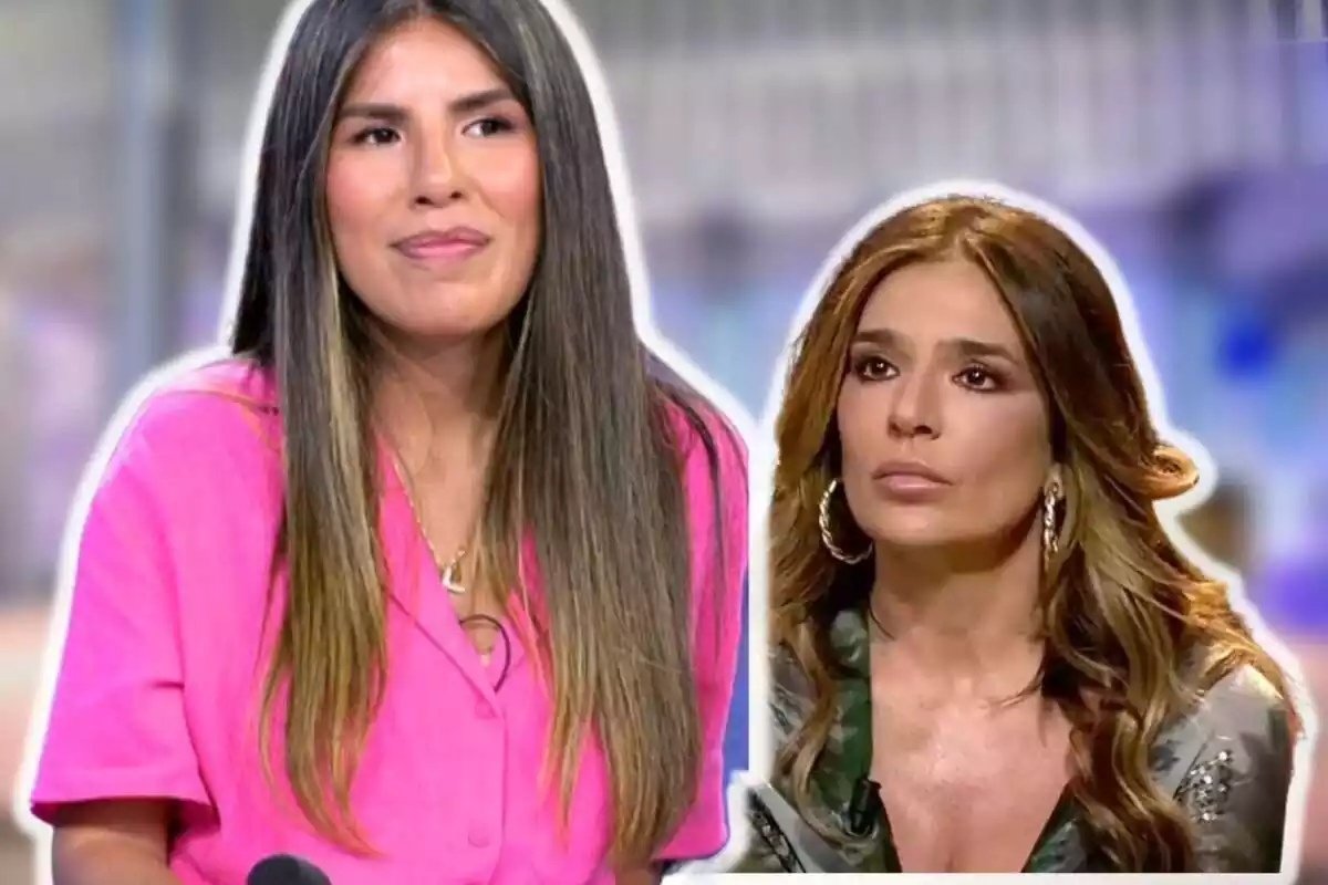 Montaje de fotos de Isa Pantoja sonriente y Raquel Bollo con rostro triste con el plató de 'El programa de Ana Rosa' de fondo de forma difuminada Montaje de fotos de Isa Pantoja sonriente y Raquel Bollo con rostro triste con el plató de 'El programa de Ana Rosa' de fondo de forma difuminada