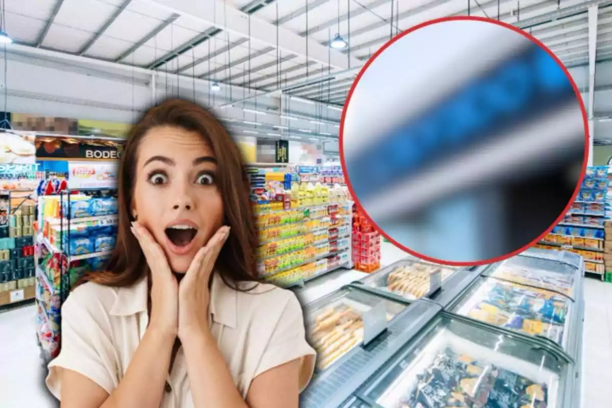 Mujer sorprendida en un supermercado