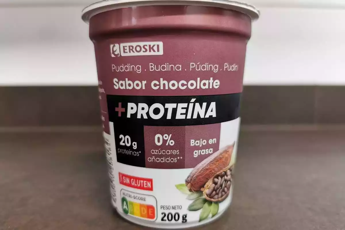 Envase de pudding +proteina sabor chocolate de Eroski Envase de pudding +proteina sabor chocolate de Eroski