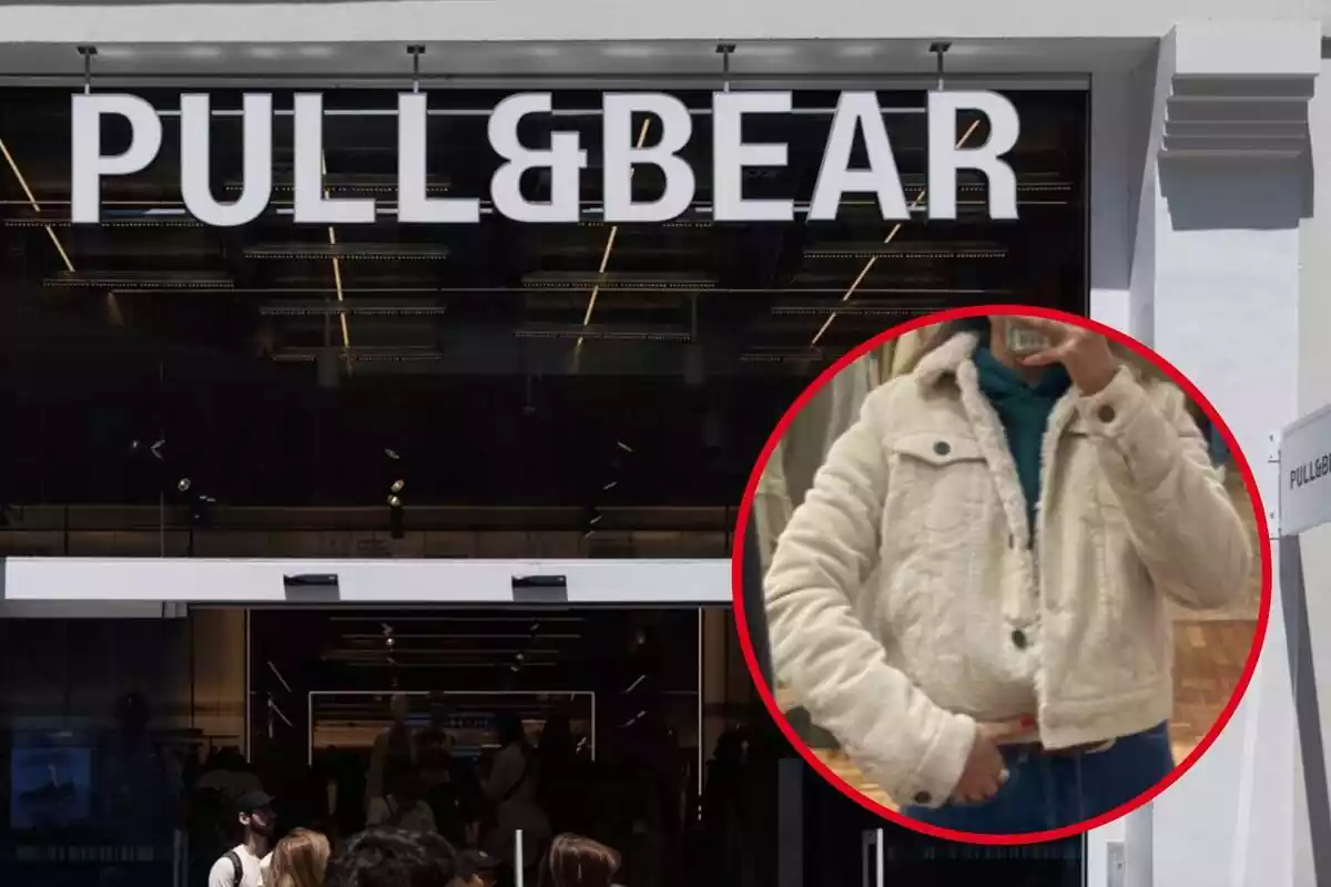 Pull and bear primer plano de la cazadora de borreguillo