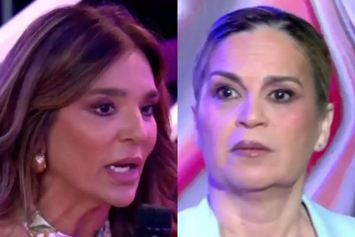 Dos mujeres en un entorno televisivo de Tardear, Raquel Bollo hablando con un micrófono y Pepi Valladares mirando hacia adelante con expresión seria.