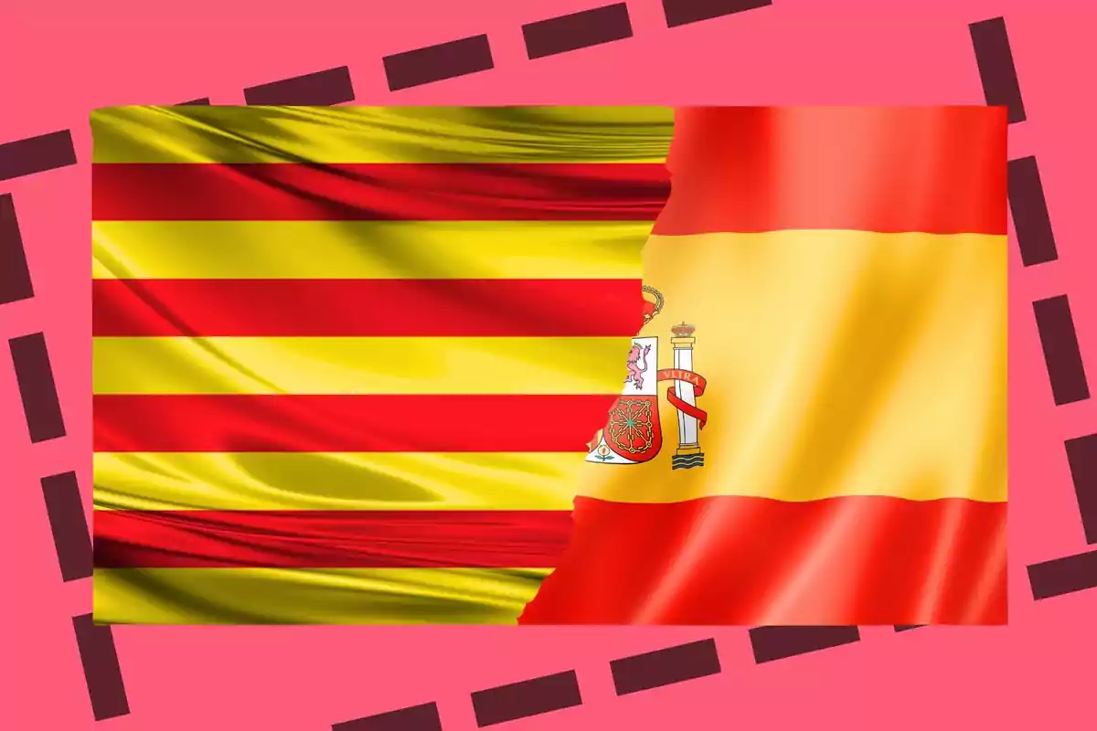 bandera de cataluña junto a la bandera de españa