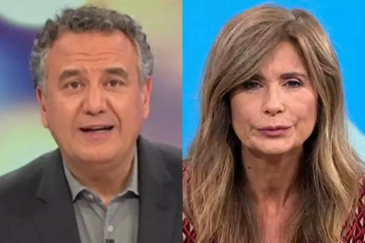 Roberto Brasero y Gema López en Espejo Público, un hombre con cabello rizado y una mujer con cabello largo y lacio.