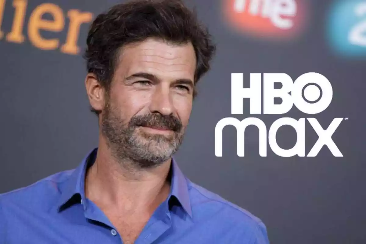 Montaje de Rodolfo Sancho en una premiere con el logo de HBO Max