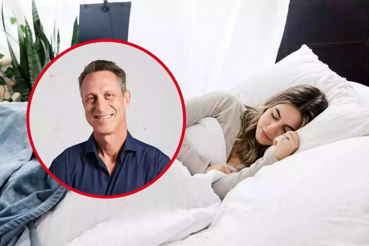 Montaje con una mujer durmiendo y el doctor Mark Hyman