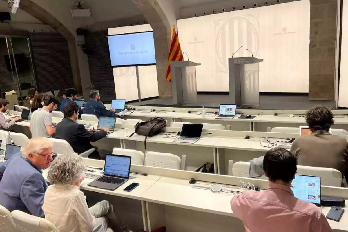 Imagen de la sala de prensa de la Generalitat de Catalunya