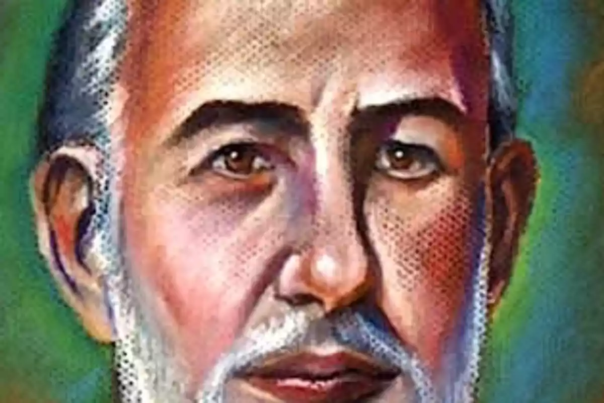 Retrato artístico de un hombre con barba y cabello canoso sobre un fondo verde. Retrato artístico de un hombre con barba y cabello canoso sobre un fondo verde.
