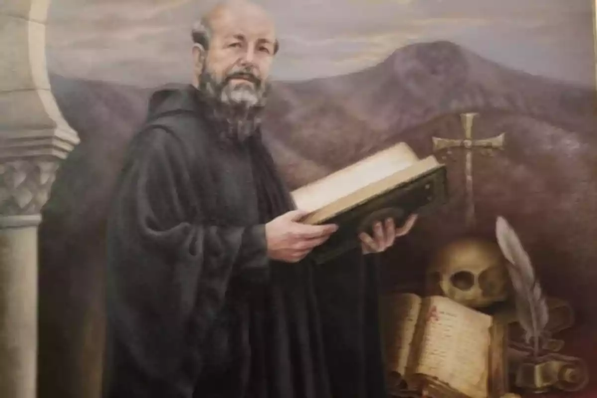 Imagen de San Valerio de Astorga a color con un libro en sus manos