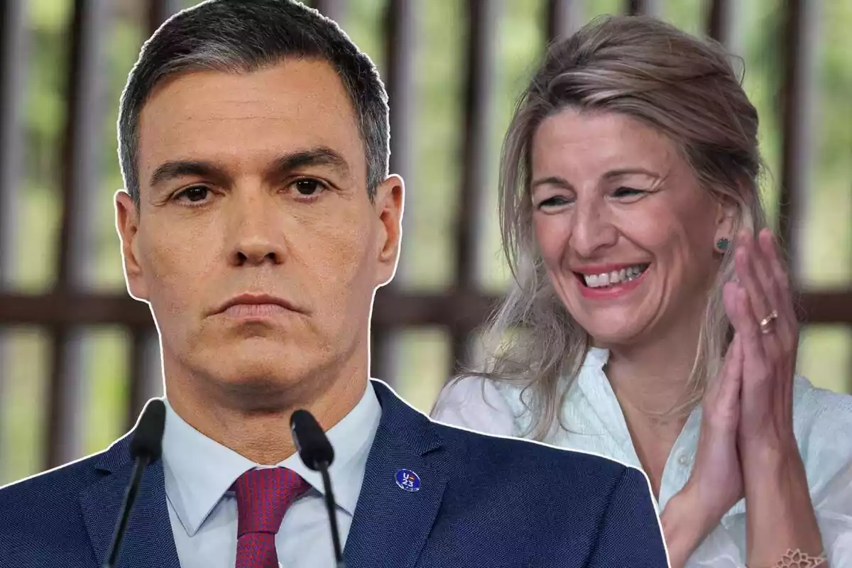 Imagen de Pedro Sánchez junto a Yolanda Díaz en un montaje