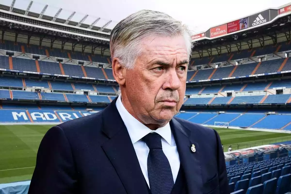 Montaje de Carlo Ancelotti con el Santiago Bernabéu