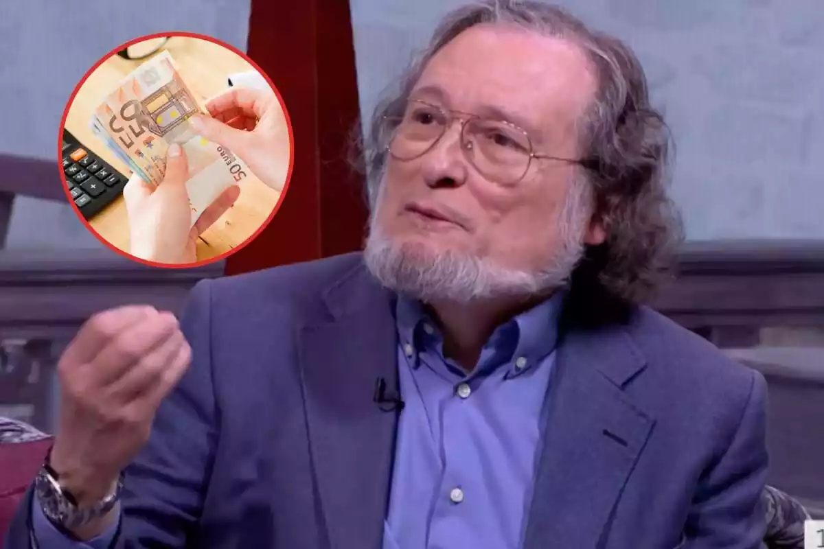 Montaje con Santiago Niño Becerra y billetes de 50 euros