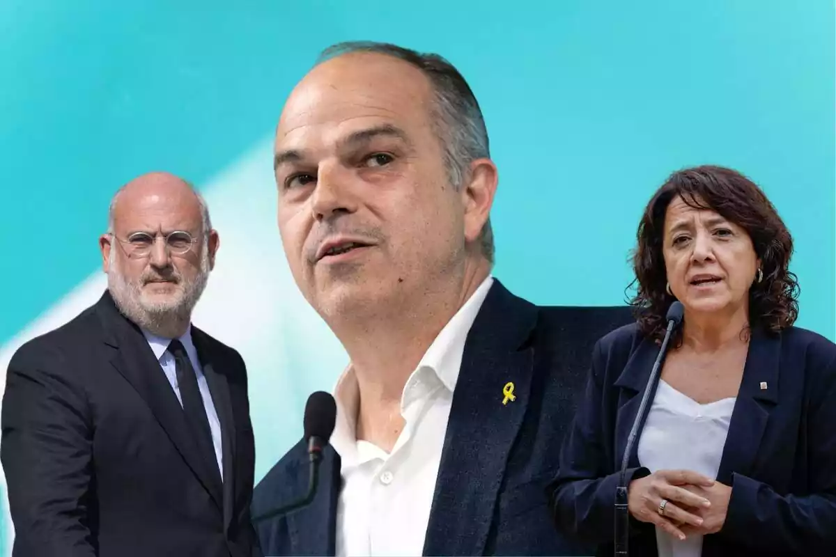 Montaje con los miembros del sector más pragmático de Junts, Eduard Pujol, Jordi Turull y Anna Erra Montaje con los miembros del sector más pragmático de Junts, Eduard Pujol, Jordi Turull y Anna Erra
