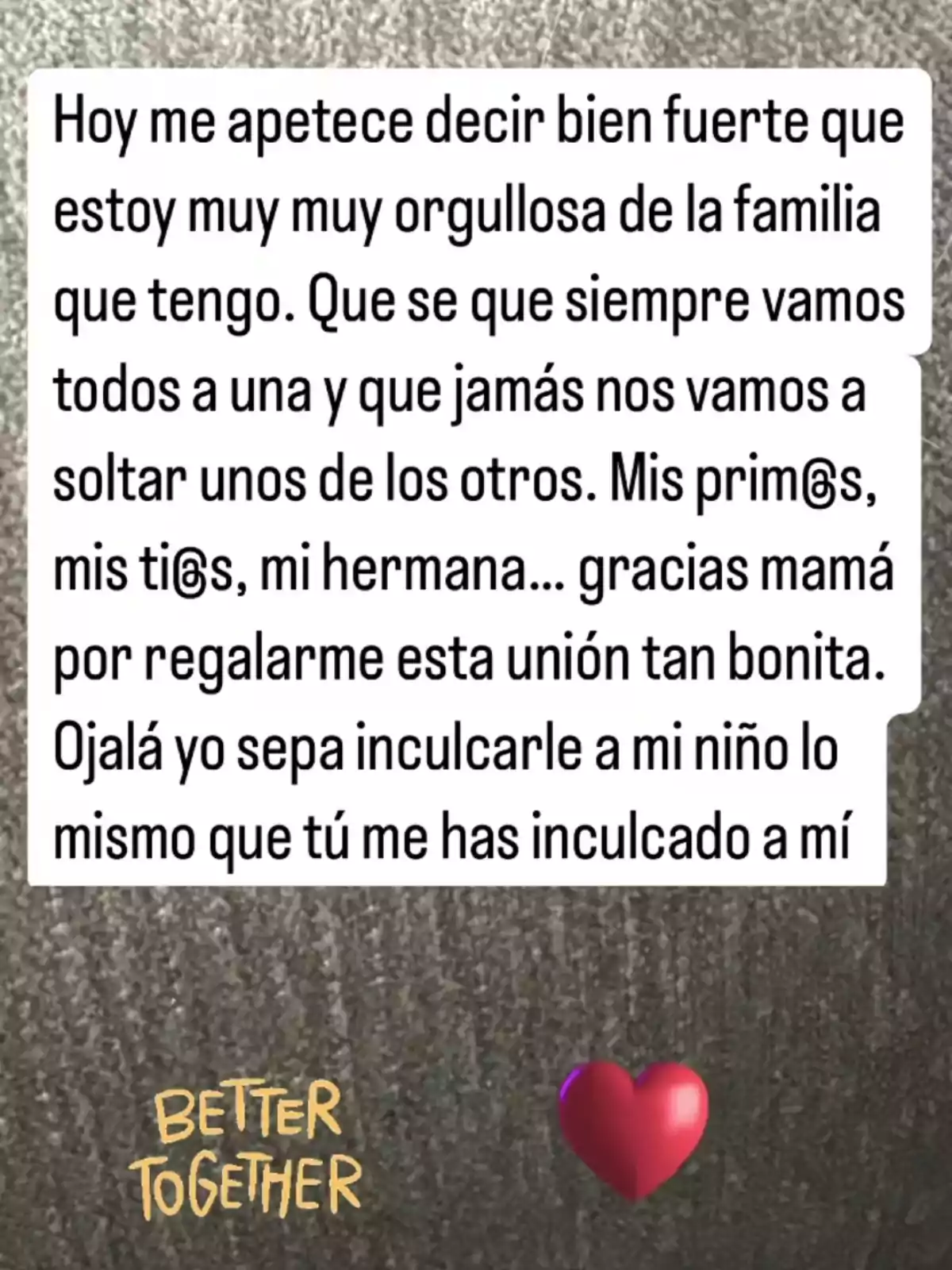 Story de Eva González, con un corazón, donde dice: Story de Eva González, con un corazón, donde dice: