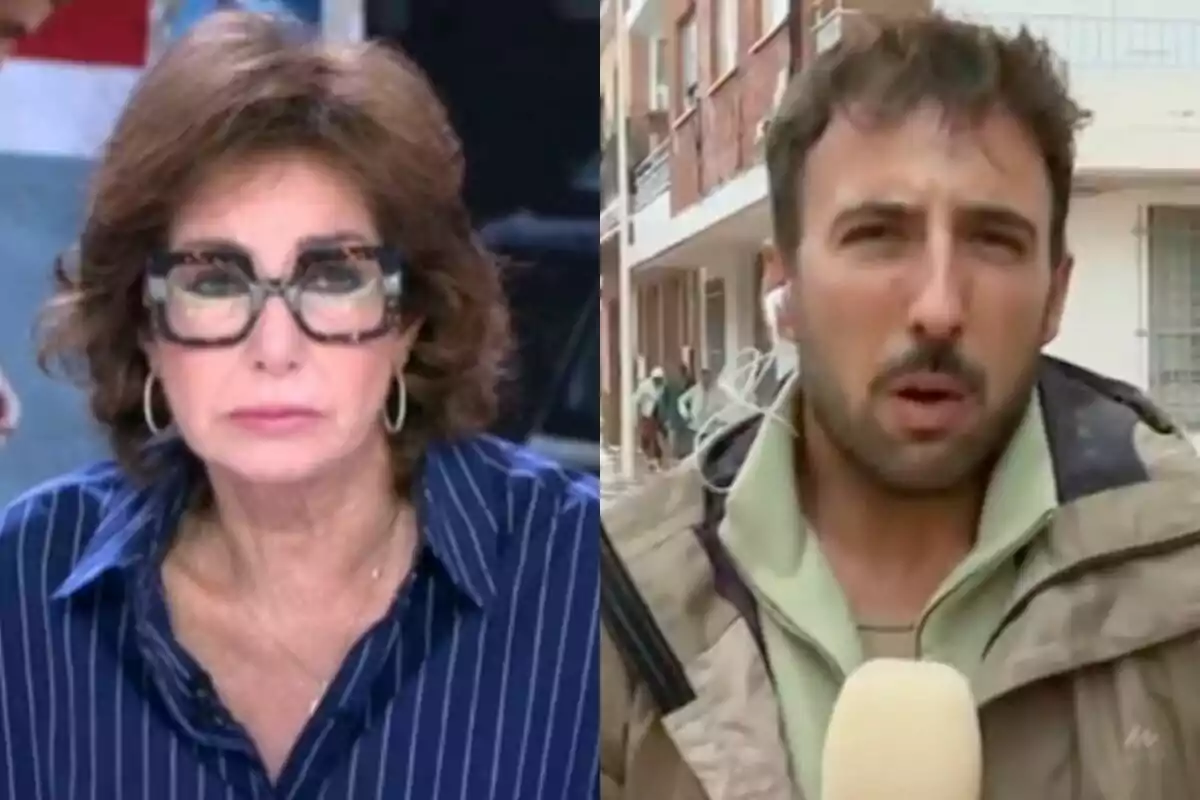 Ana Rosa Quintana en TardeAR y un reportero informando de la DANA en una transmisión televisiva.