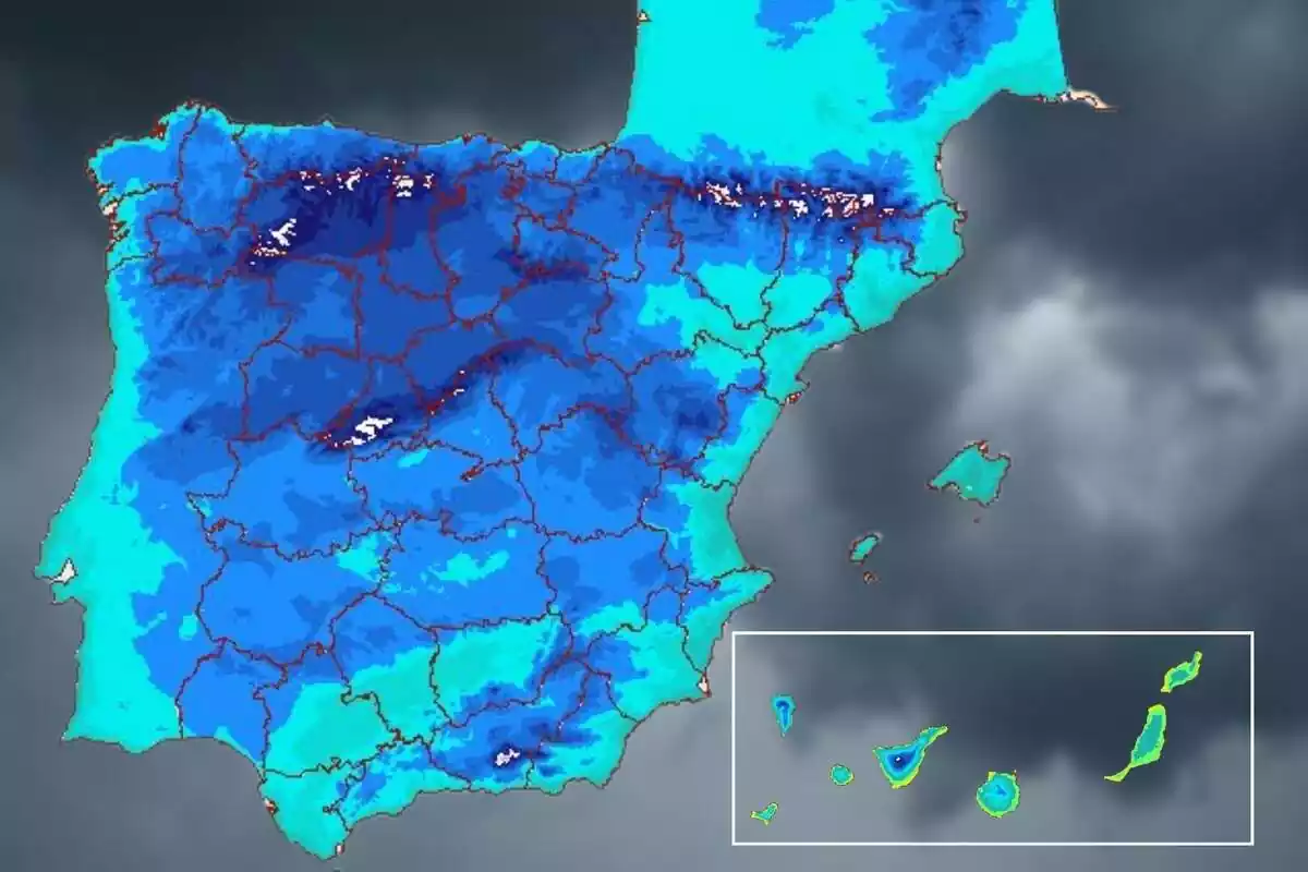 Montaje con los cambios en las temperaturas mínimas en España