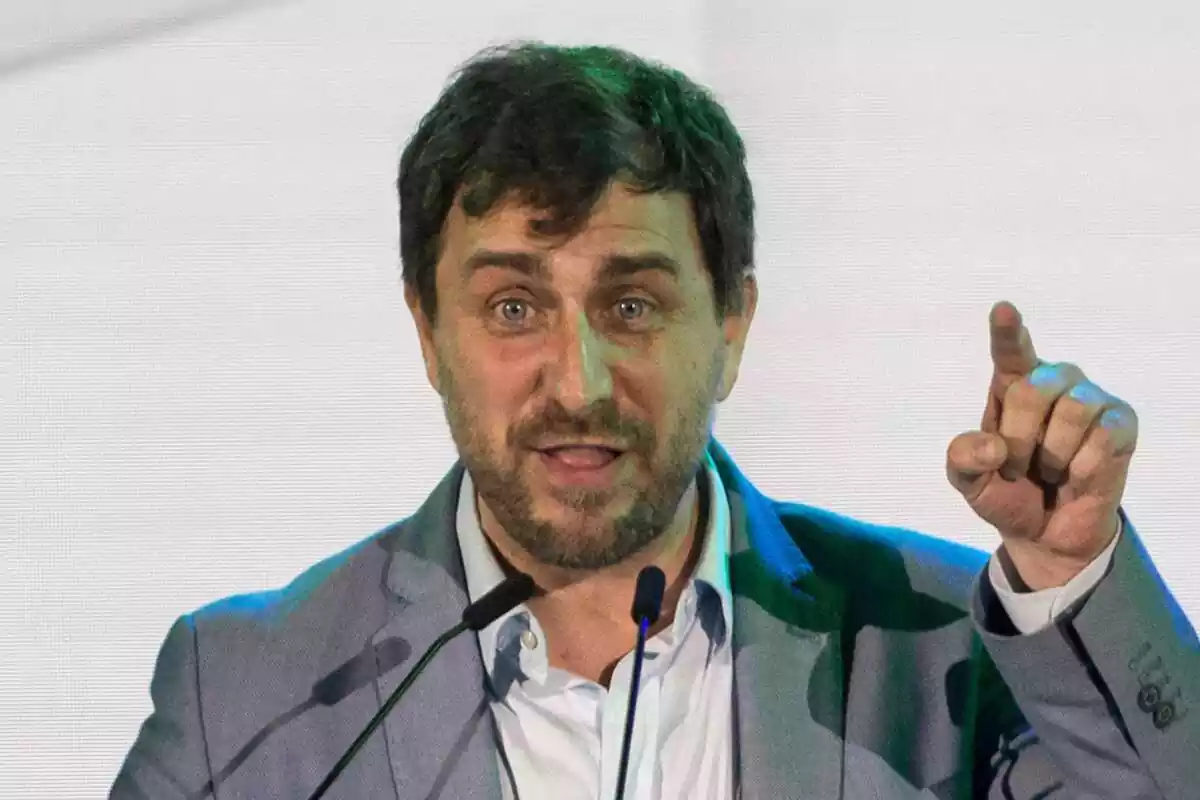 El vicepresidente del Consell per la República (CxRep), Toni Comín, durante el Congreso de su partido, en el Espace Jean Carrere, a 4 de junio de 2022, en Argelès-sur-Mer, Pirineos orientales, Occitania, (Francia)