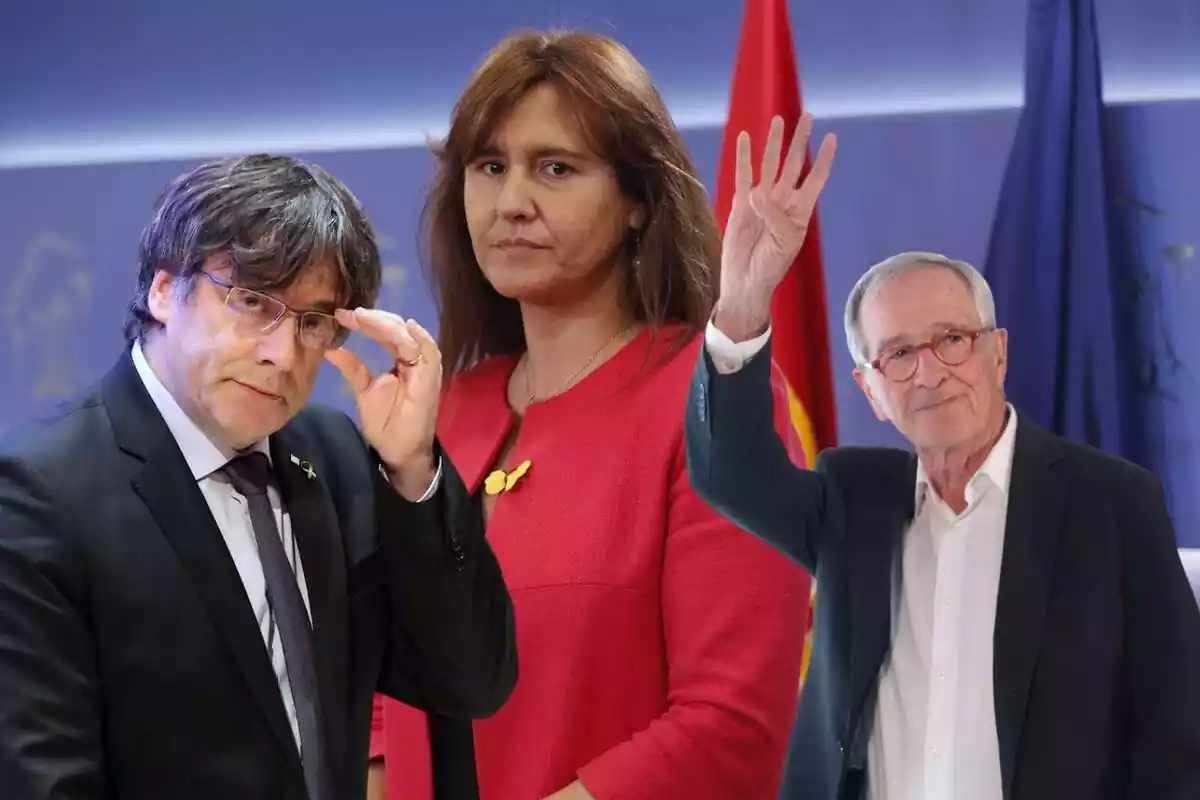 Montaje con los líderes de Junts x Catalunya, Laura Borràs, Carles Puigdemont y Xavier Trias