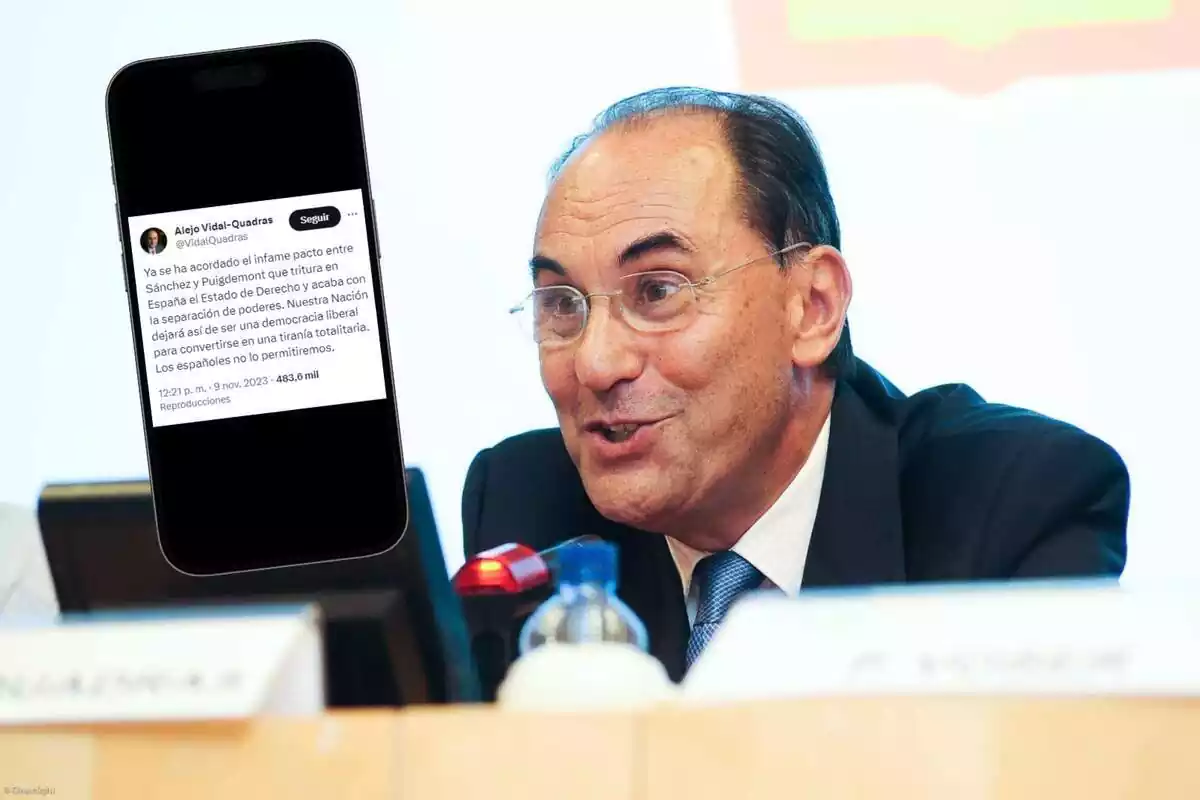 Montaje con el fundado de VOX Alejo Vidal Quadras con su último tuit publicado antes de recibir un disparo en la cabeza