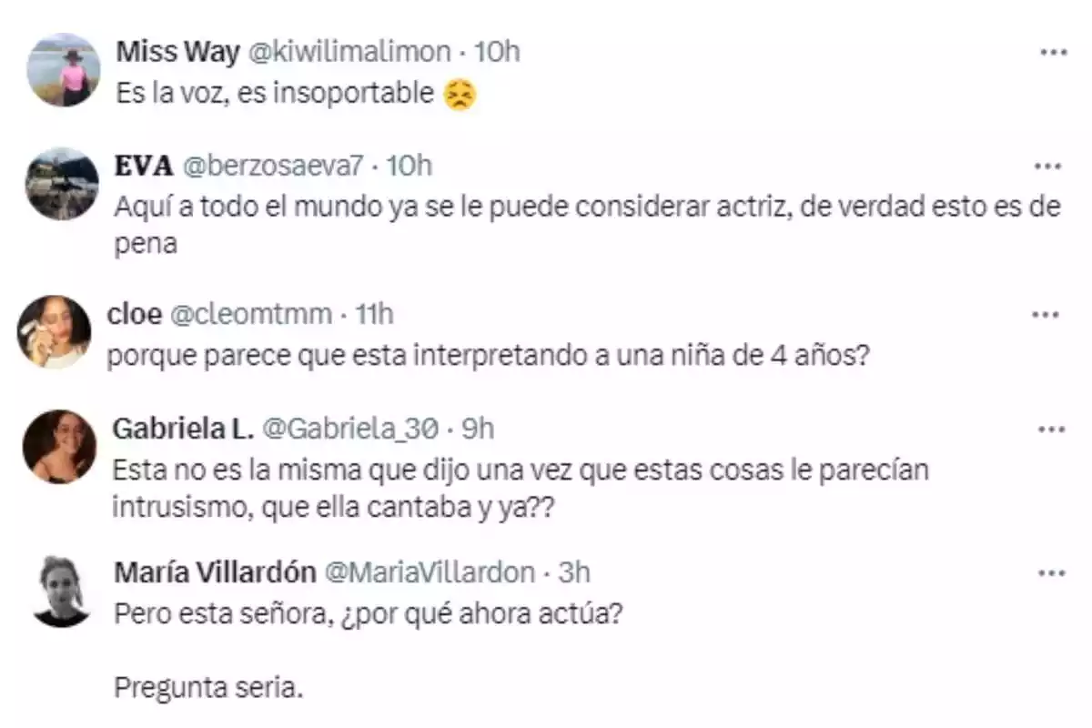 Tuits criticando a Aitana por su nueva pelicula