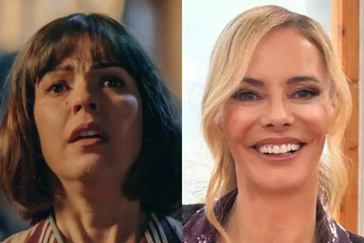 Dos mujeres aparecen en un montaje de fotos lado a lado, Verónica Sánchez en La Favorita 1922 con expresión seria y cabello oscuro, Paula Vázquez en Bake Off Famosos al Horno sonriendo con cabello rubio.