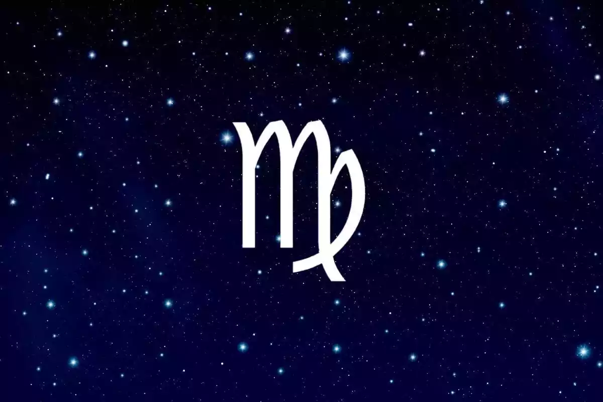 Signo del zodíaco Virgo con un cielo con estrellas de fondo