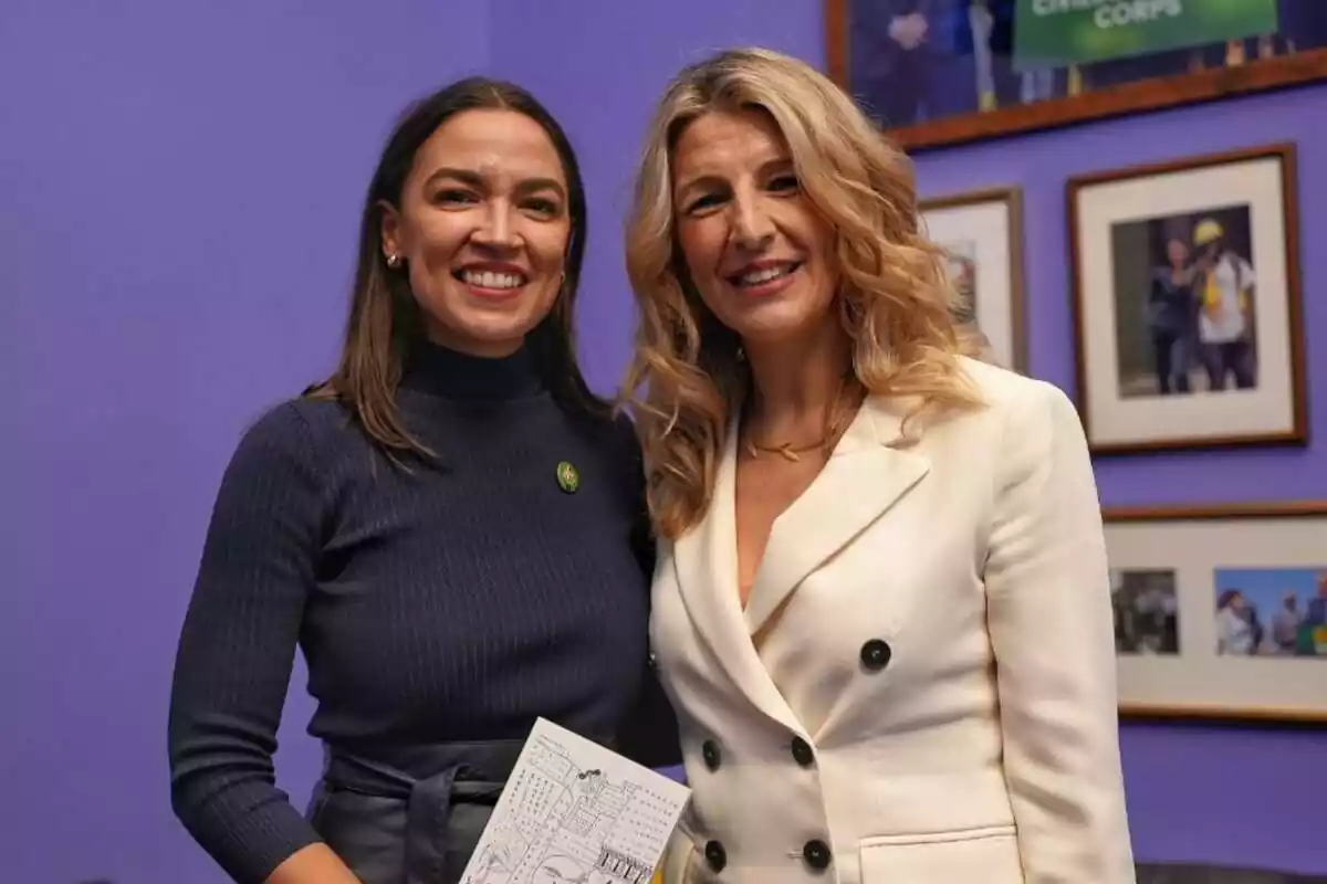 Yolanda Díaz y Alexandria Ocasio-Cortez, reunidas en Washington