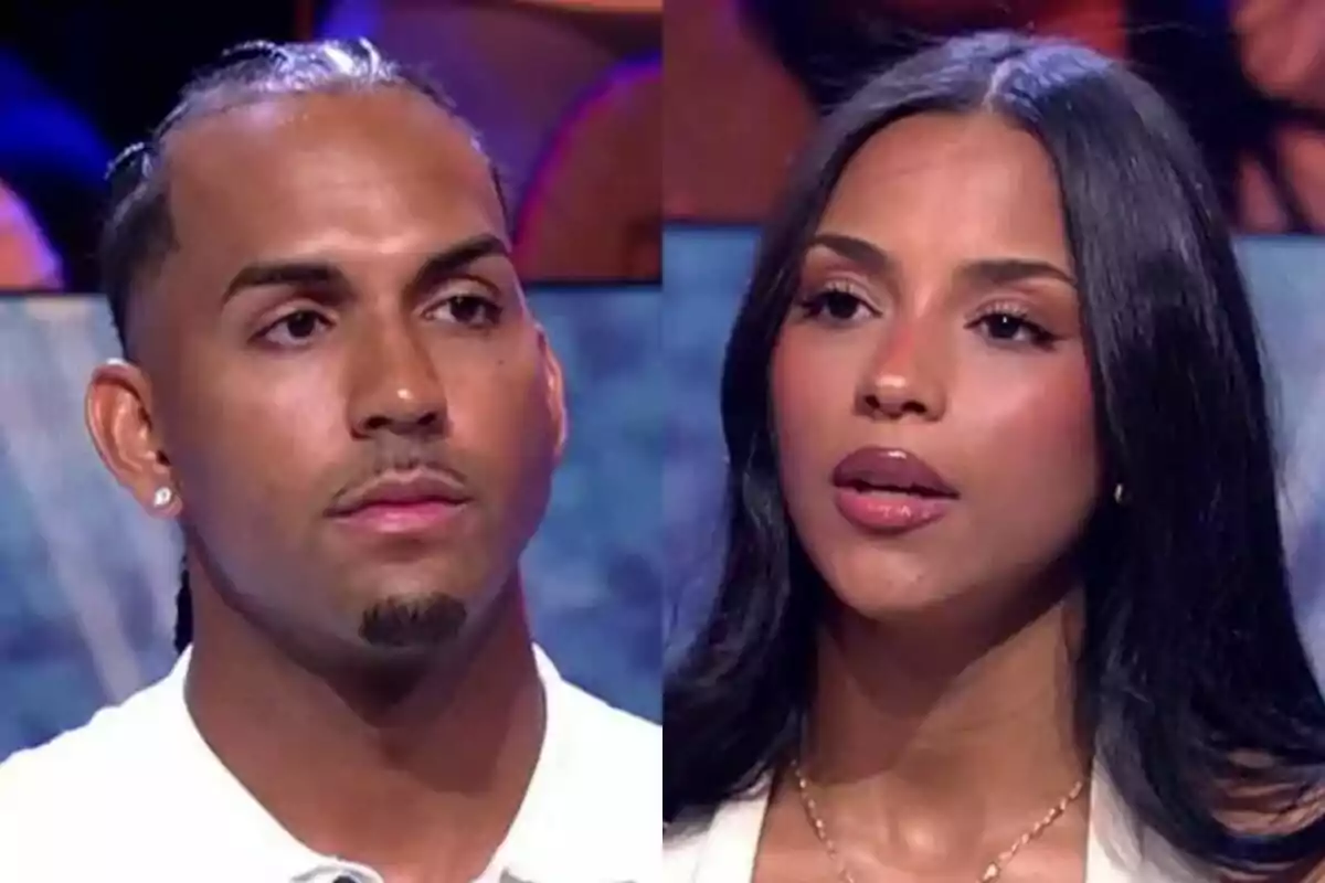 Yulen Pereira y Jeimy Báez jóvenes mirando al frente con expresiones serias en un entorno de estudio de televisión en De Viernes