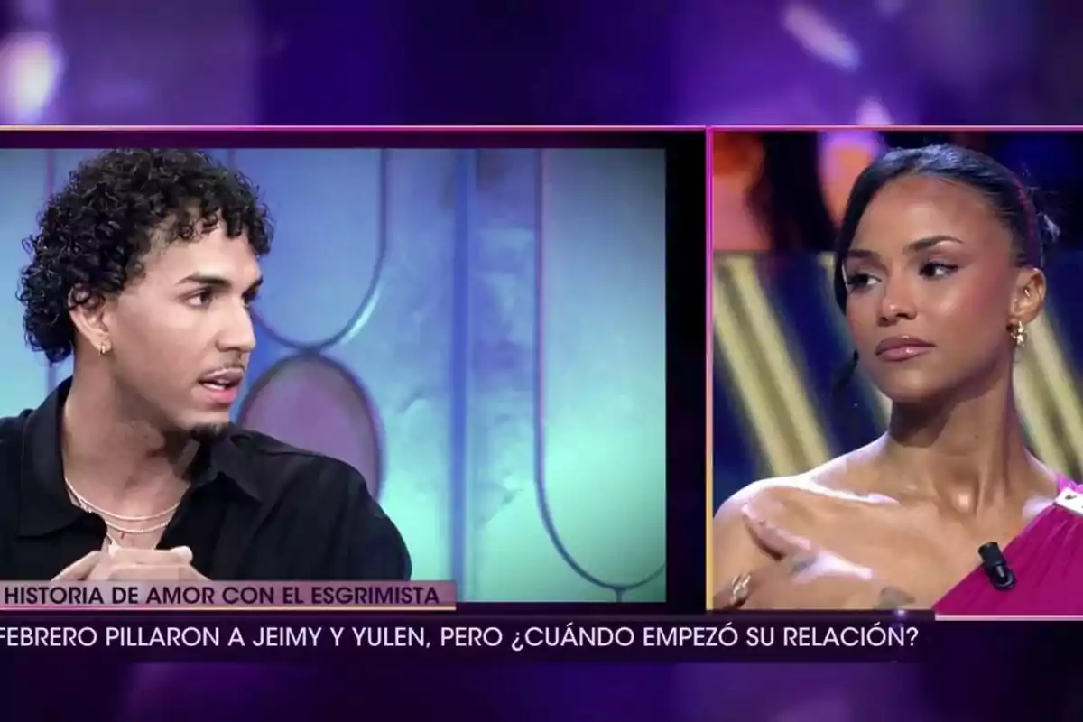 Yulen Pereira y Jeimy Báez está participando en De Viernes, ambos parecen estar en una conversación seria mientras el hombre habla y la mujer lo escucha atentamente. Yulen Pereira y Jeimy Báez está participando en De Viernes, ambos parecen estar en una conversación seria mientras el hombre habla y la mujer lo escucha atentamente.